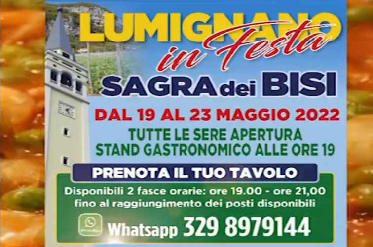 Lumignano (VI)
"Sagra dei Bisi"
dal 19 al 23 Maggio 2022 